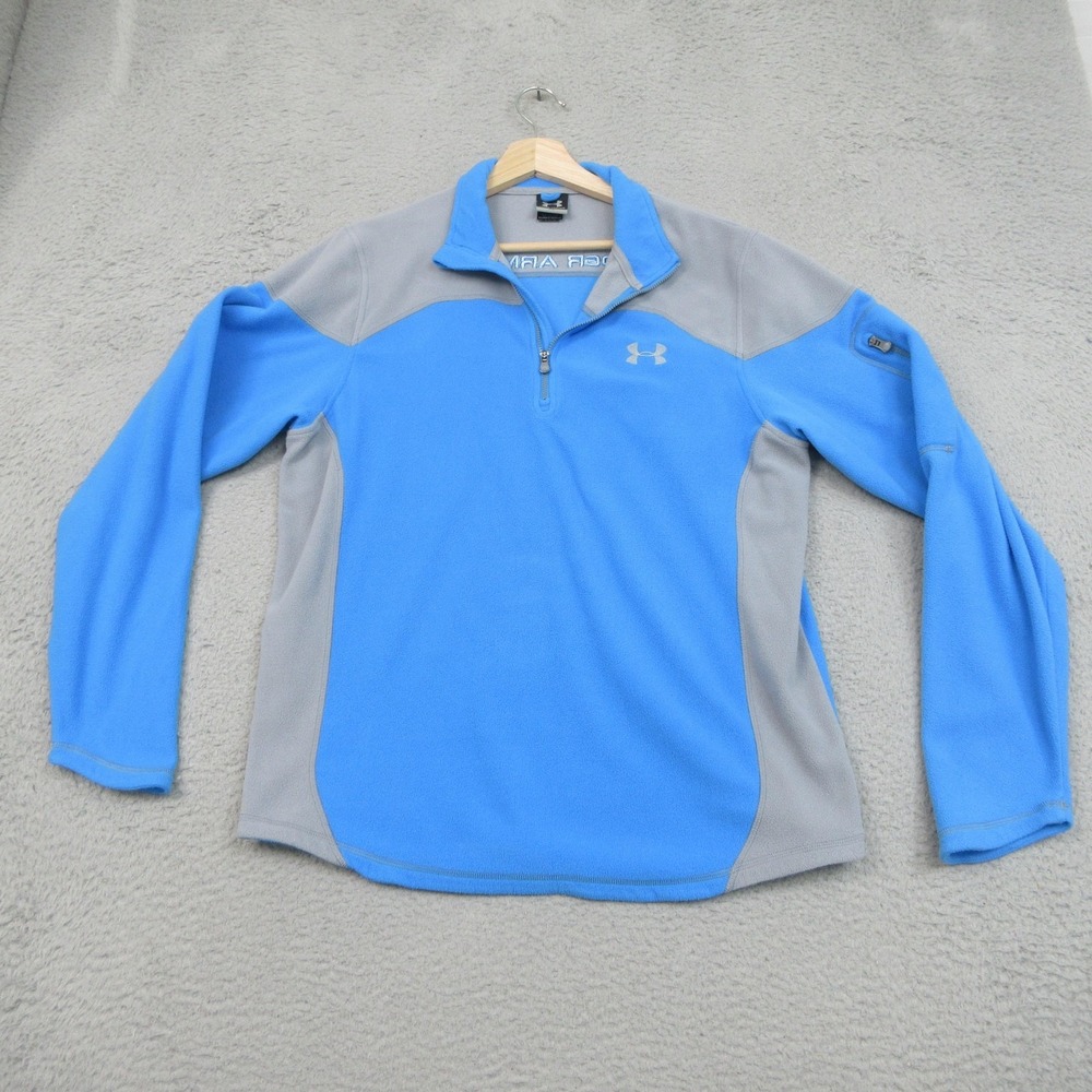 Under Armour ColdGear 1/4 Zip Fleece Pullover Women M Blue Gray Athletic Outdoor